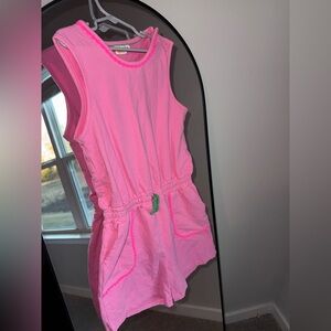 Mini Boden Size 11-12 Pink Pom Pom Trim Tank Romper